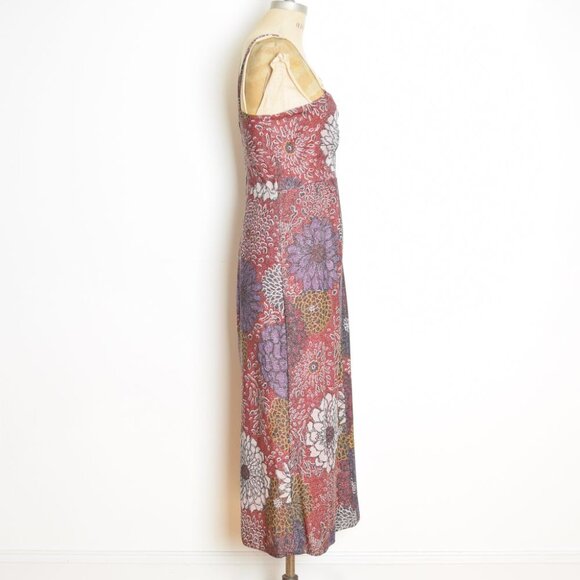 vintage 70s sun dress metallic floral mum print hippie boho sparkle maxi S M - Picture 5 of 7